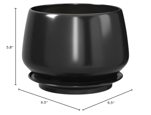 LE TAUCI Plant Pots, 4.1+5.1+6.5 Inch, Set of 3 Stylish Ceramic Planters with Drainage Hole and Saucer for Optimal Plant Growth - OVAD