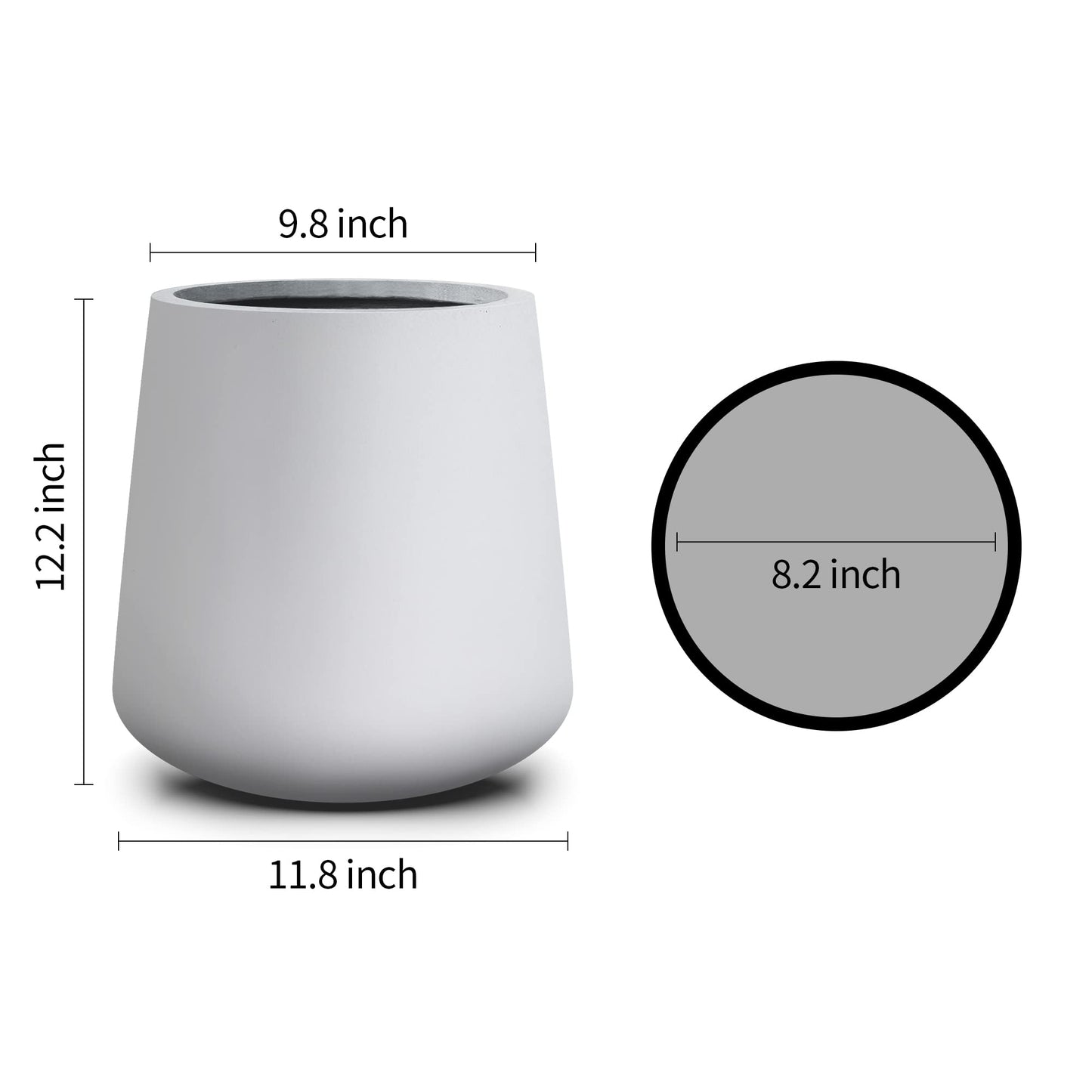12.2" Round Concrete Planter with Eco-Friendly Design and Drainage Hole for Indoor and Outdoor Use - OVAD