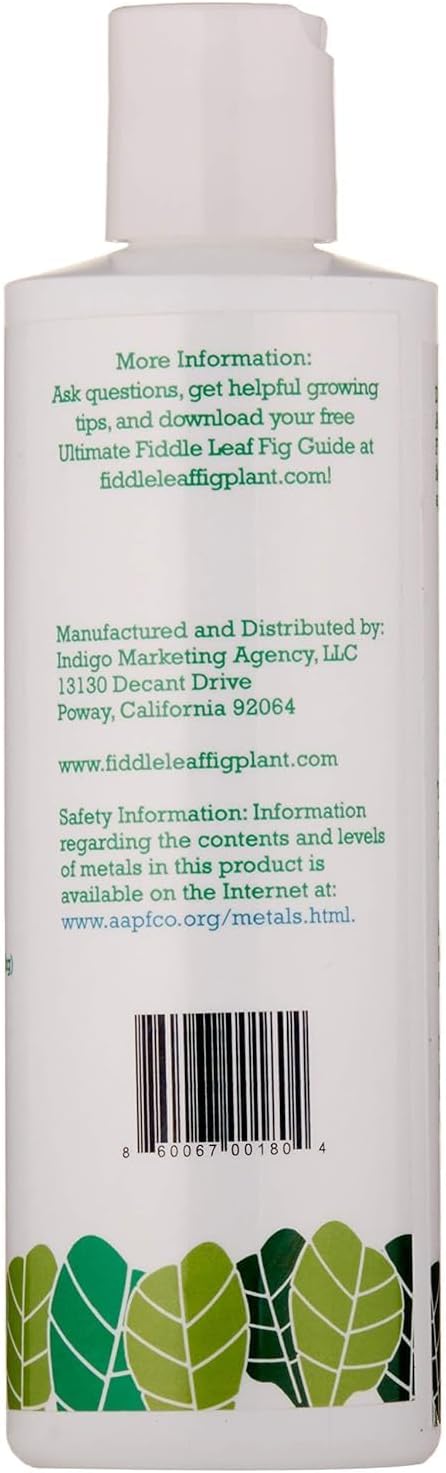 Fiddle Leaf Fig Tree Plant Food for Ficus Lyrata and Ficus Audrey Enriched with Calcium Urea-Free NPK Ratio 3-1-2 for Strong Roots Stems Leaves 8 Ounces - OVAD