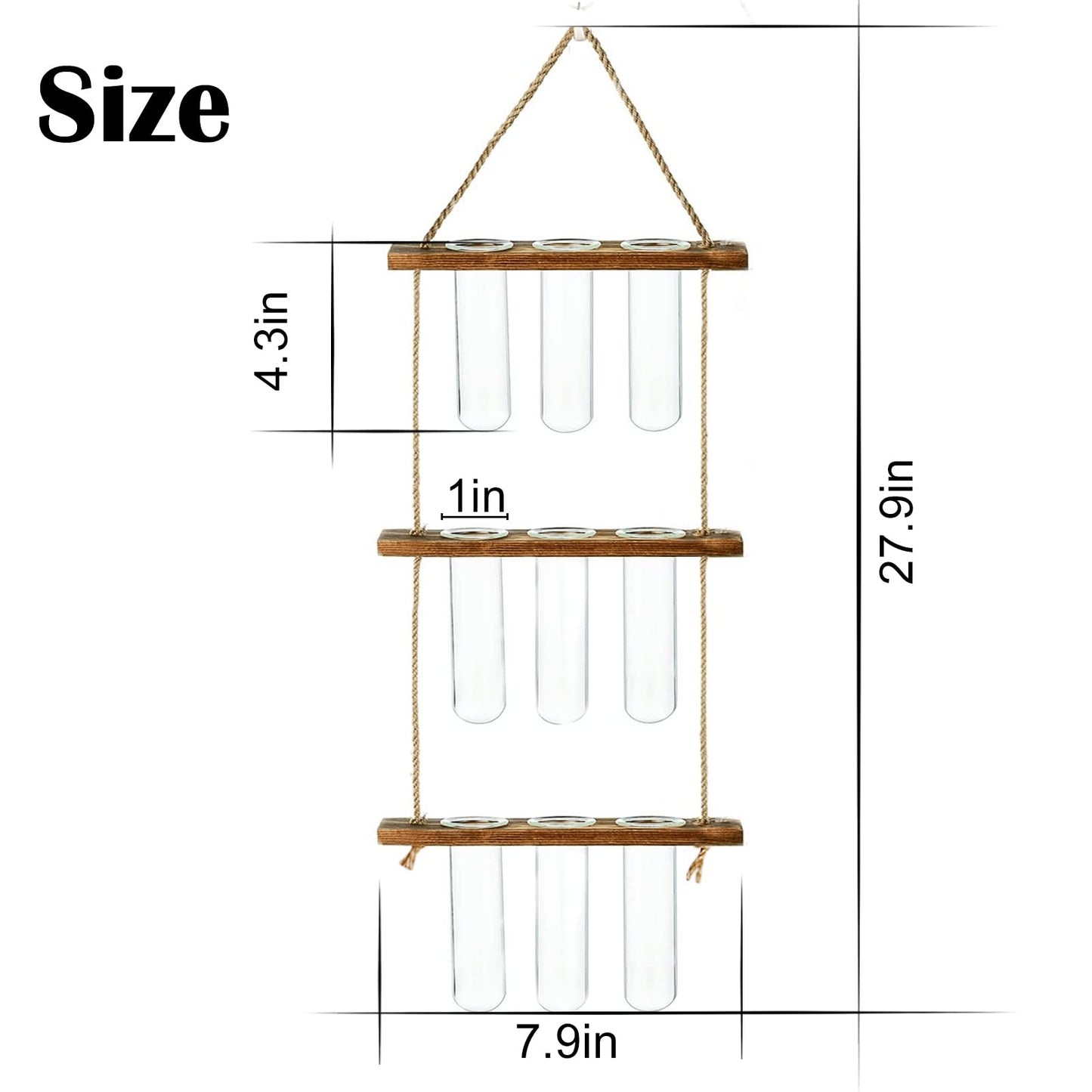 Wall Hanging Propagation Station with Wooden Stand - 5 Glass Test Tubes for Stylish Plant Display and Home Décor - OVAD