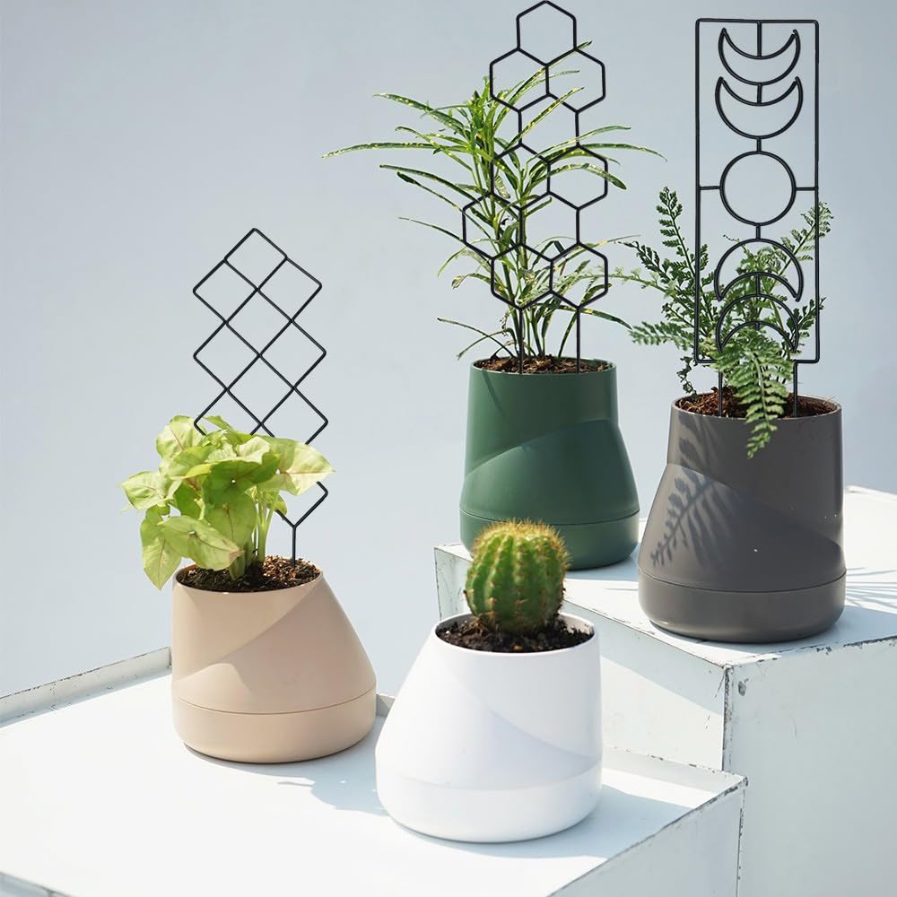Indoor Plant Trellis for Climbing Plants, 16inch Small Garden Metal Trellis for Potted Plants Outdoor - 4 Pack - OVAD