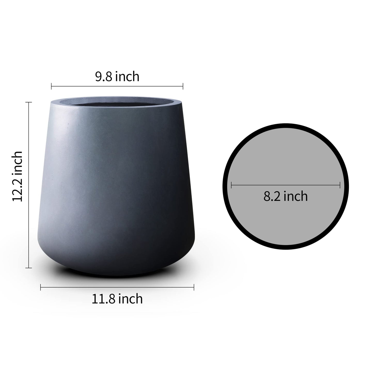 12.2" Round Concrete Planter with Eco-Friendly Design and Drainage Hole for Indoor and Outdoor Use - OVAD