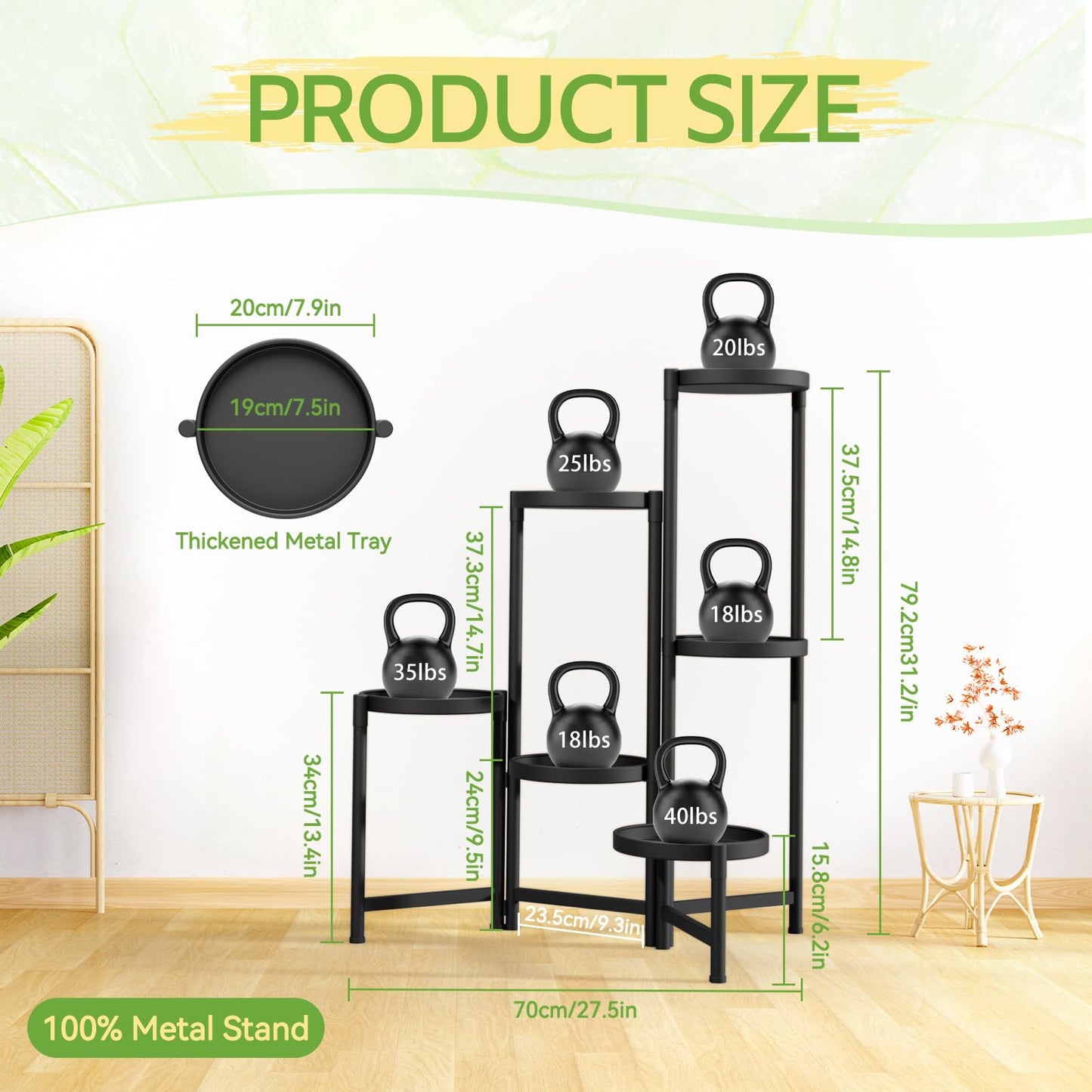 5-Tier Folding Metal Plant Stand - OVAD