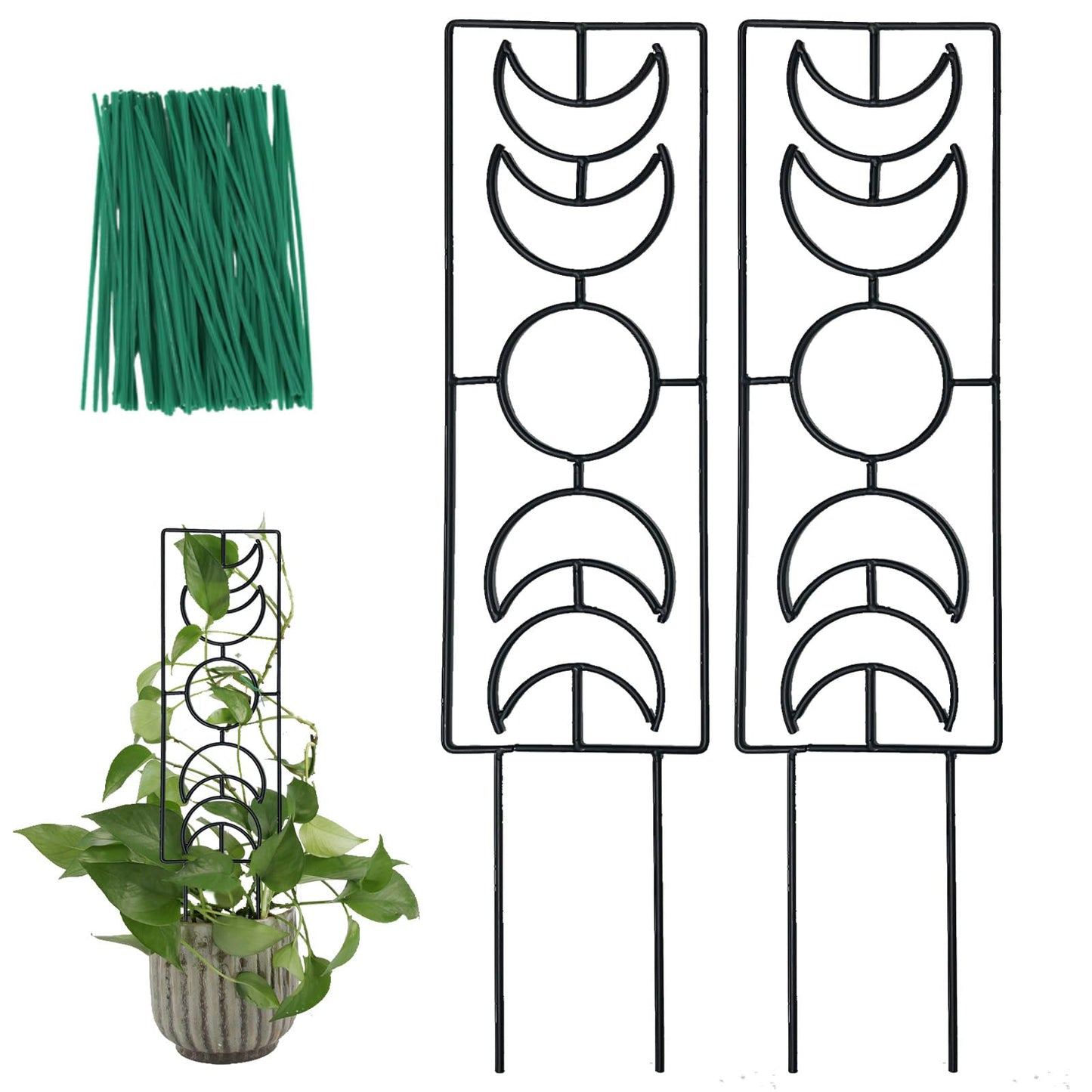 Indoor Plant Trellis for Climbing Plants, 16inch Small Garden Metal Trellis for Potted Plants Outdoor - 4 Pack - OVAD