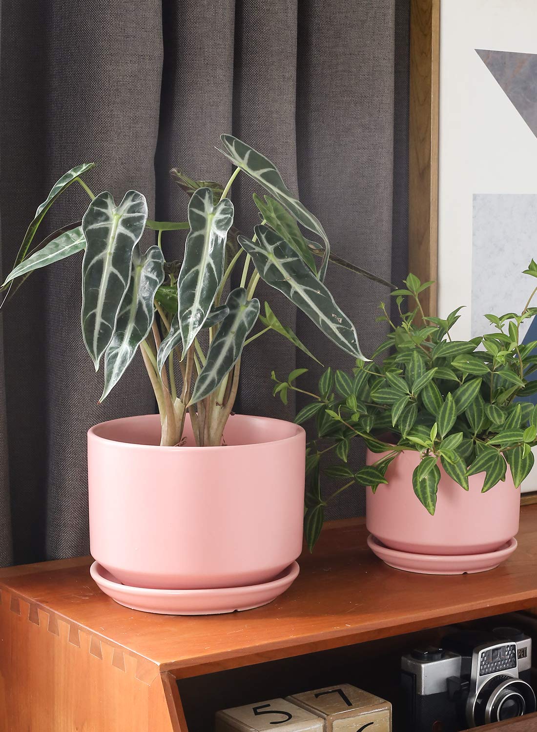 LE TAUCI Ceramic Plant Pots, 4.3+5.3+6.8 Inch, Set of 3, Planters with Drainage Hole and Saucer for Stylish Indoor and Outdoor Decor - OVAD