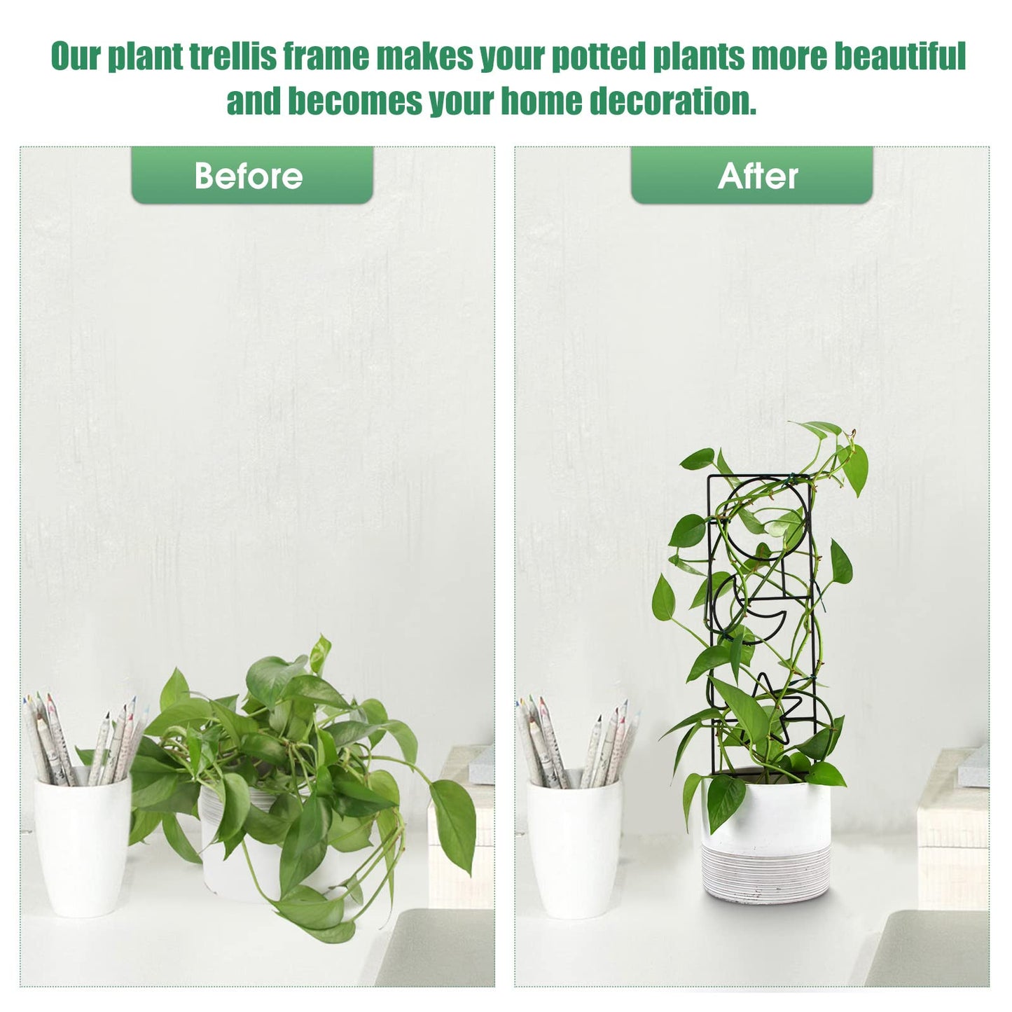 Indoor Plant Trellis for Climbing Plants, 16inch Small Garden Metal Trellis for Potted Plants Outdoor - 4 Pack - OVAD