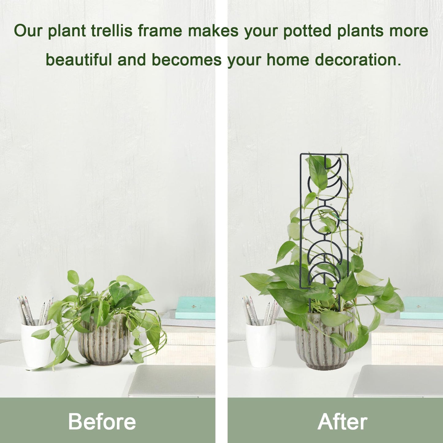 Indoor Plant Trellis for Climbing Plants, 16inch Small Garden Metal Trellis for Potted Plants Outdoor - 4 Pack - OVAD