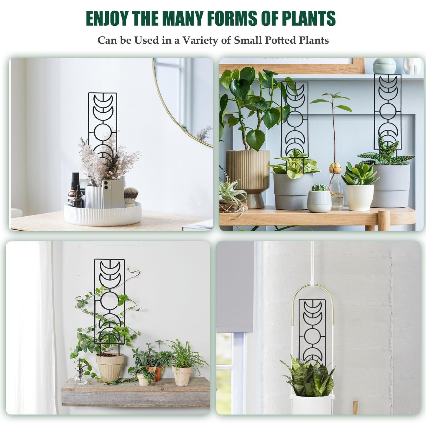Indoor Plant Trellis for Climbing Plants, 16inch Small Garden Metal Trellis for Potted Plants Outdoor - 4 Pack - OVAD