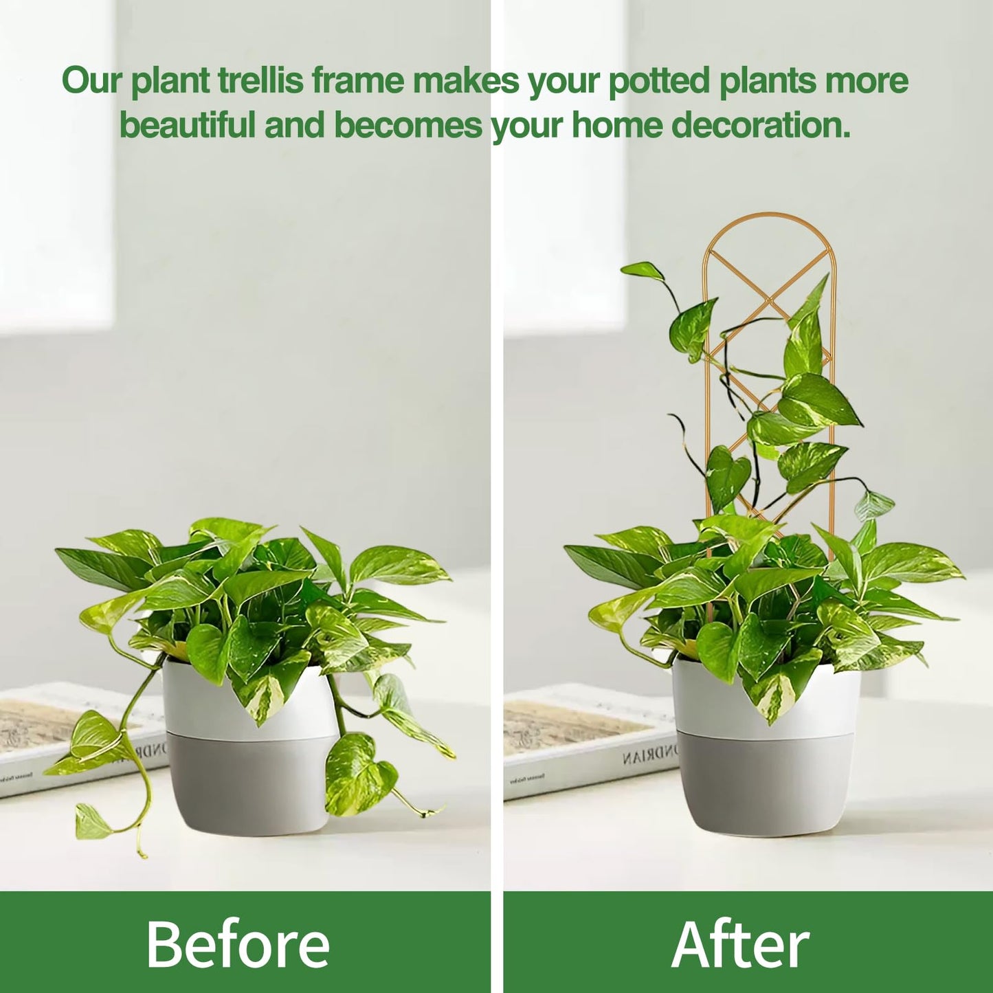 Indoor Plant Trellis for Climbing Plants, 16inch Small Garden Metal Trellis for Potted Plants Outdoor - 4 Pack - OVAD