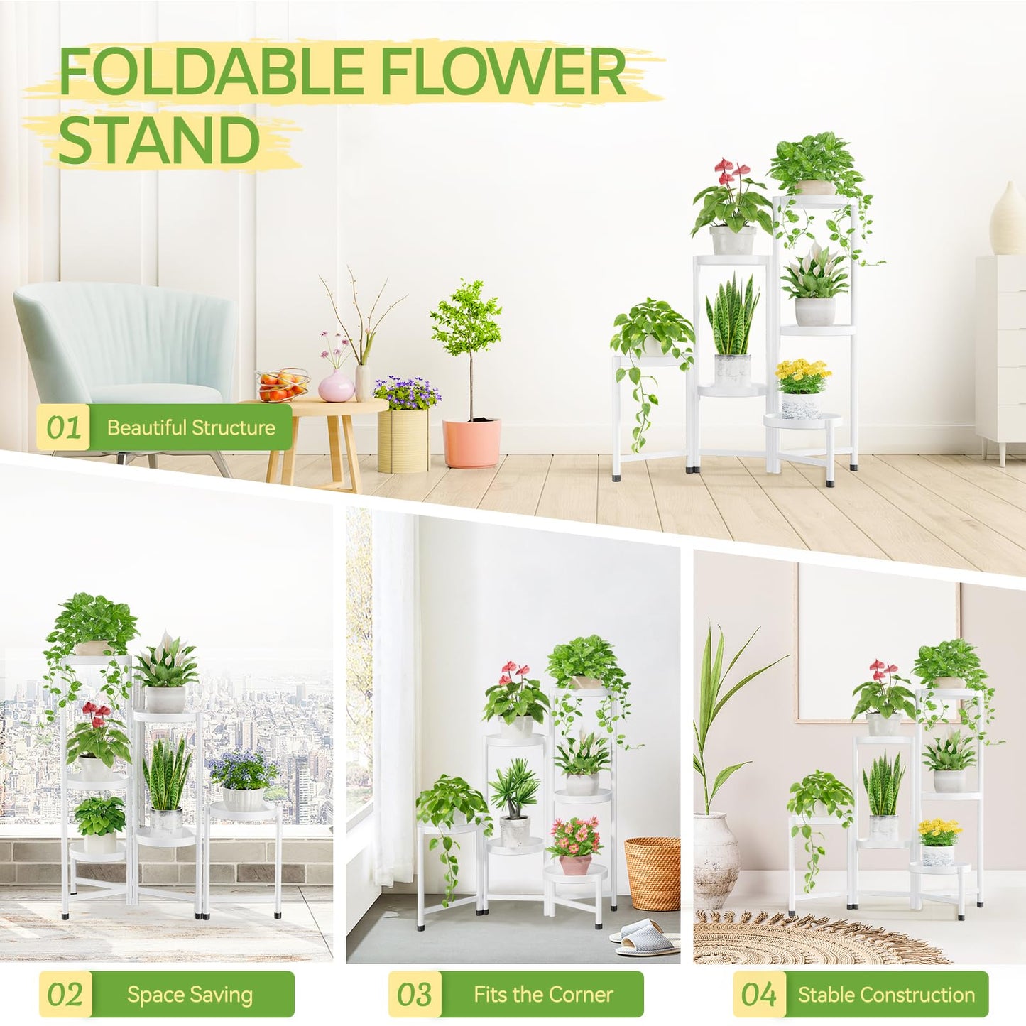 5-Tier Folding Metal Plant Stand - OVAD