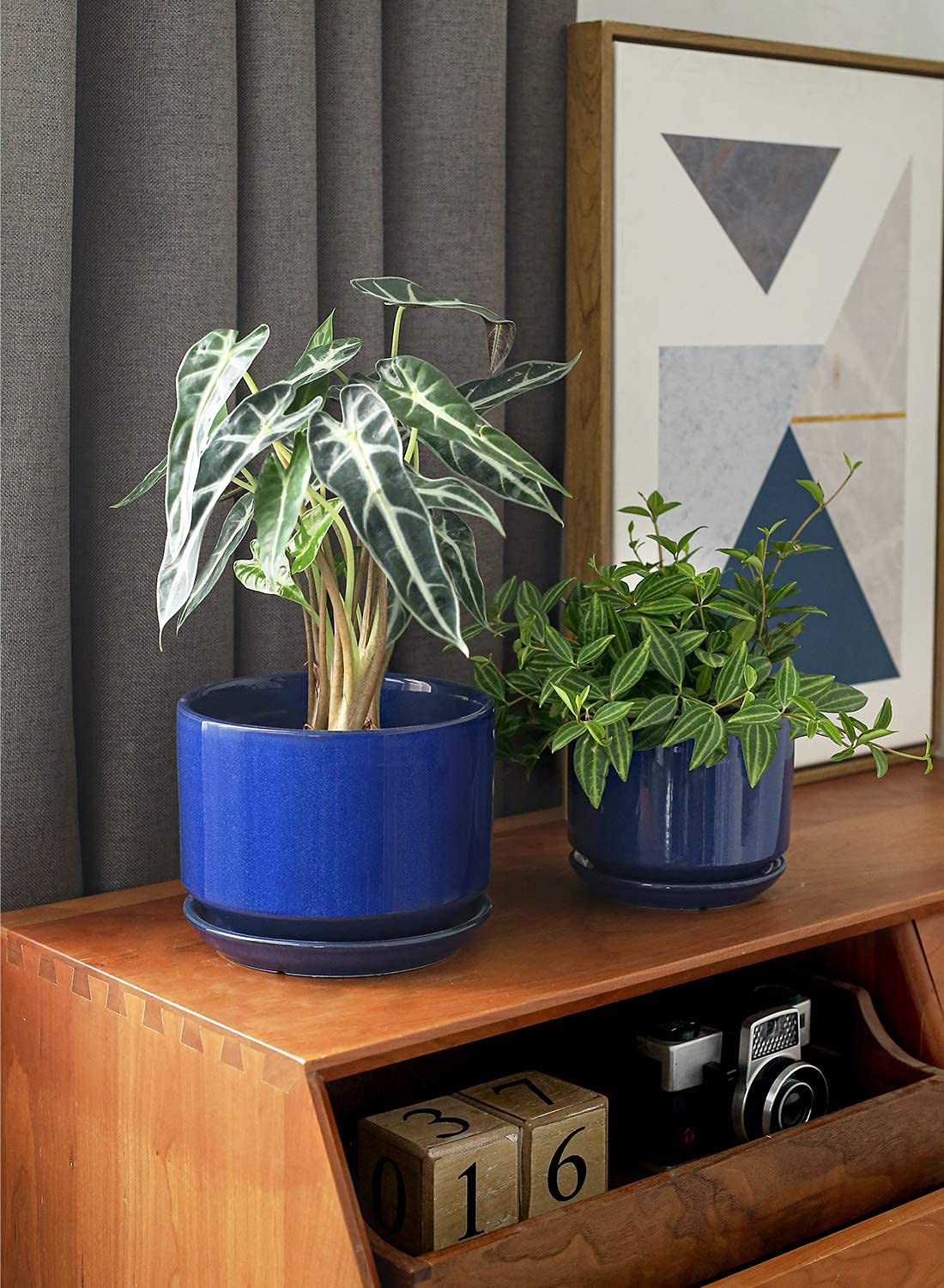 LE TAUCI Ceramic Plant Pots, 4.3+5.3+6.8 Inch, Set of 3, Planters with Drainage Hole and Saucer for Stylish Indoor and Outdoor Decor - OVAD