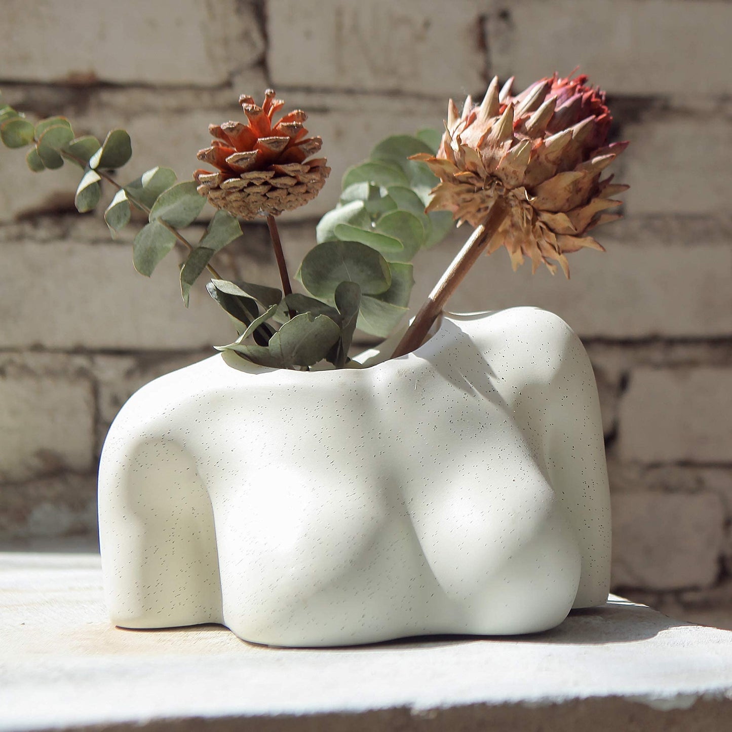 Upper Body Flower Vase, Female Base with Drainage Holes for Effortless Floral Arrangements - OVAD