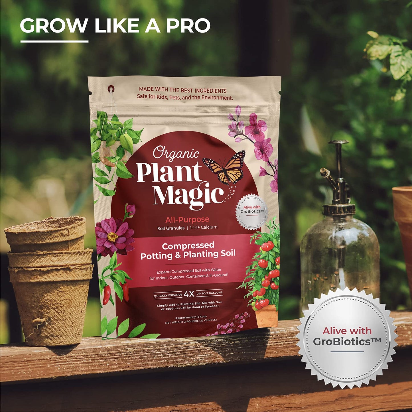 Compressed Organic Potting Soil for Garden Plants and Vegetables Expands 4x with Water for Indoor and Outdoor Use - OVAD
