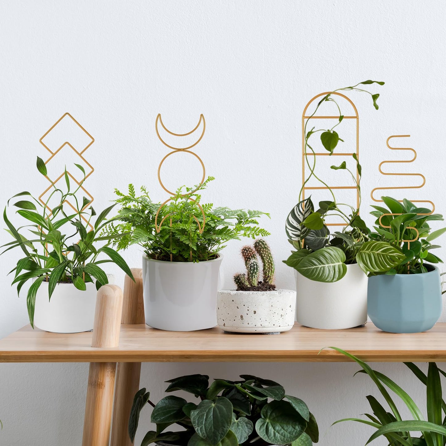 Indoor Plant Trellis for Climbing Plants, 16inch Small Garden Metal Trellis for Potted Plants Outdoor - 4 Pack - OVAD