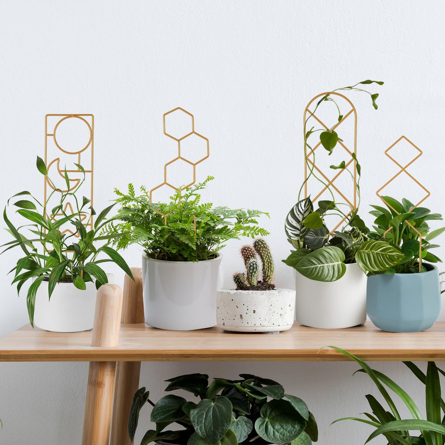Indoor Plant Trellis for Climbing Plants, 16inch Small Garden Metal Trellis for Potted Plants Outdoor - 4 Pack - OVAD