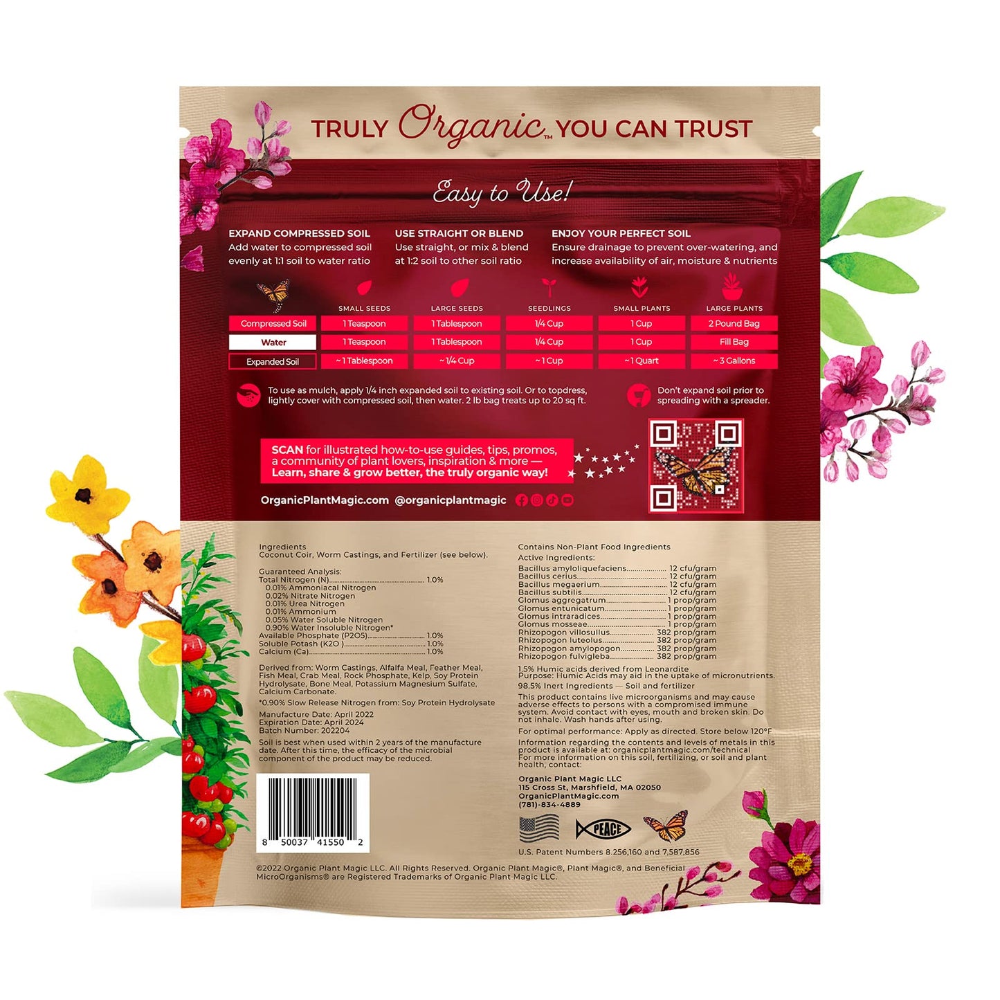 Compressed Organic Potting Soil for Garden Plants and Vegetables Expands 4x with Water for Indoor and Outdoor Use - OVAD