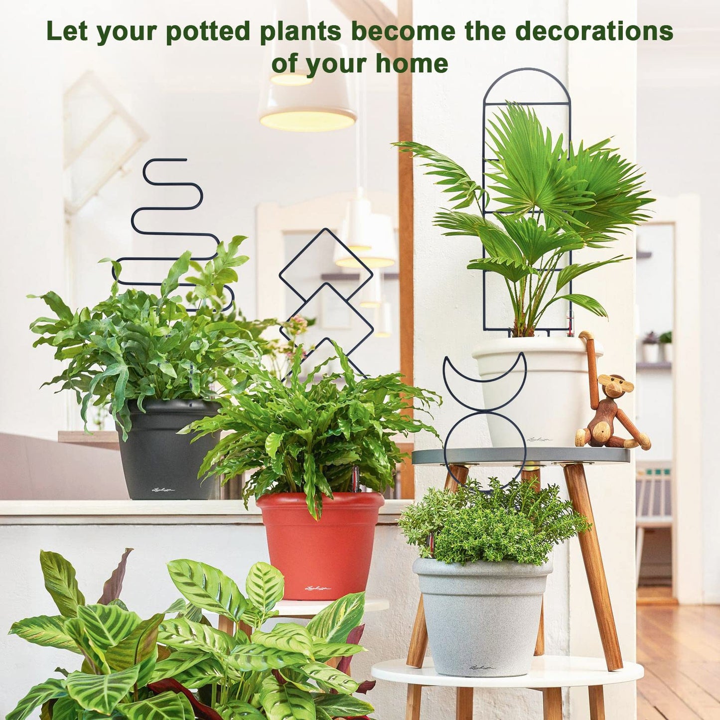Indoor Plant Trellis for Climbing Plants, 16inch Small Garden Metal Trellis for Potted Plants Outdoor - 4 Pack - OVAD
