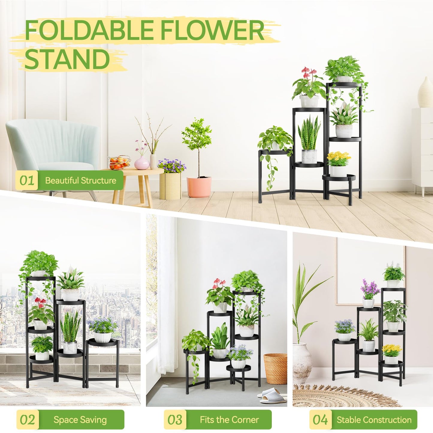 5-Tier Folding Metal Plant Stand - OVAD