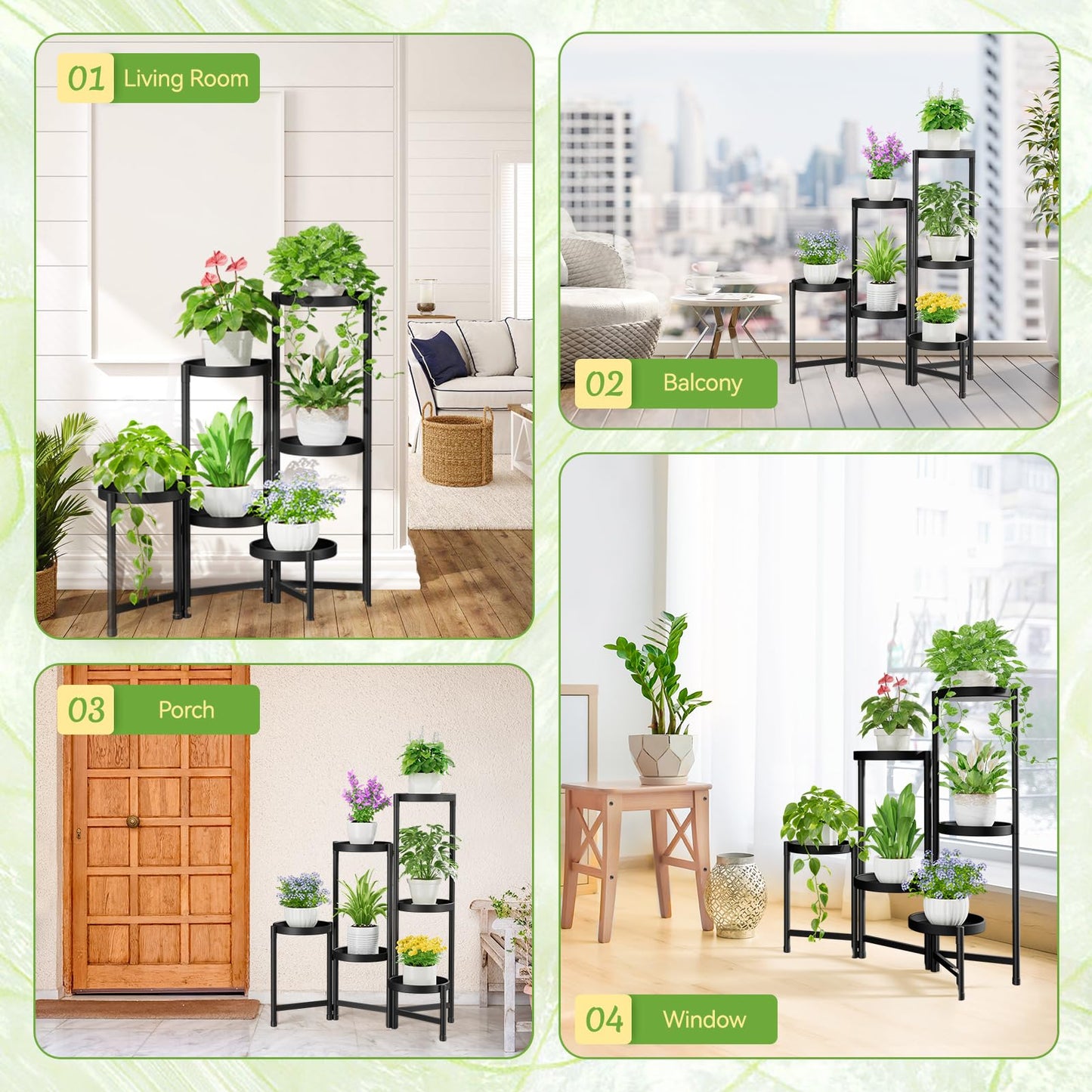 5-Tier Folding Metal Plant Stand - OVAD