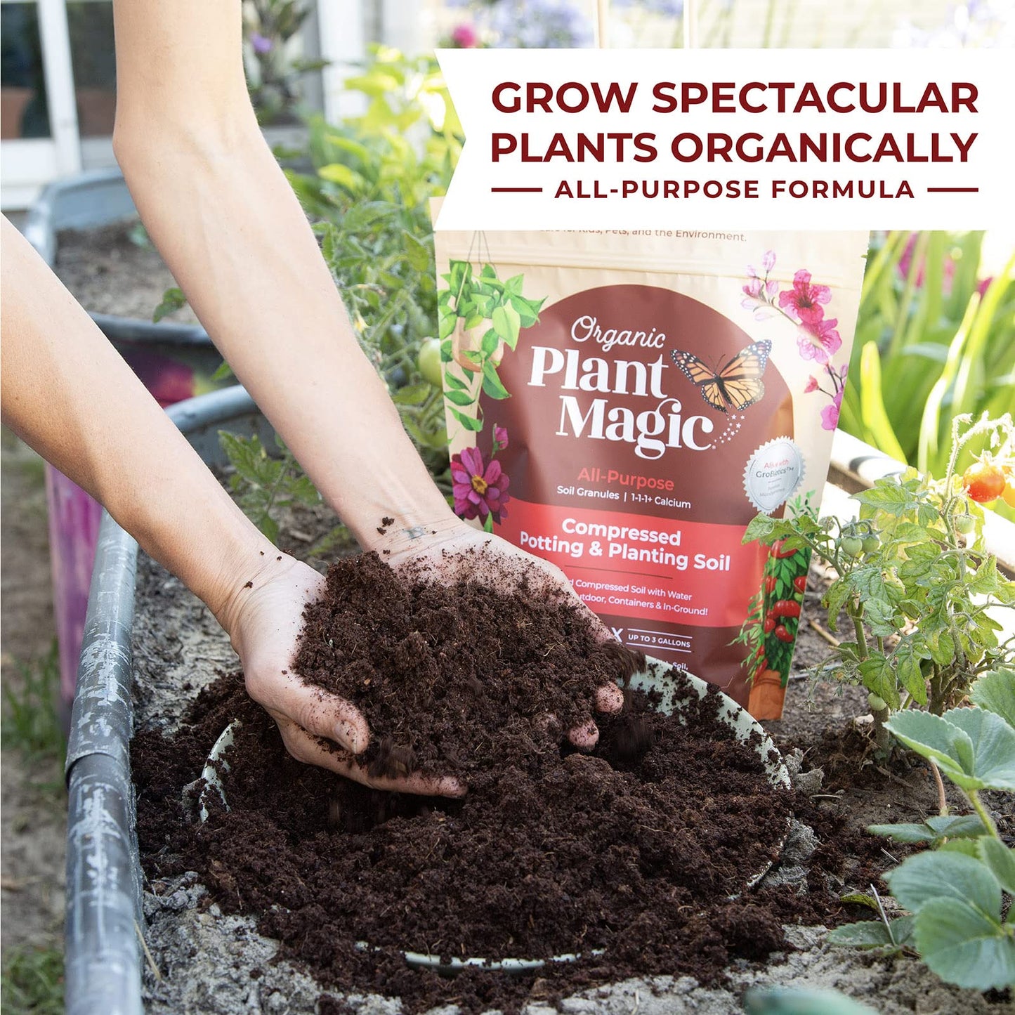 Compressed Organic Potting Soil for Garden Plants and Vegetables Expands 4x with Water for Indoor and Outdoor Use - OVAD