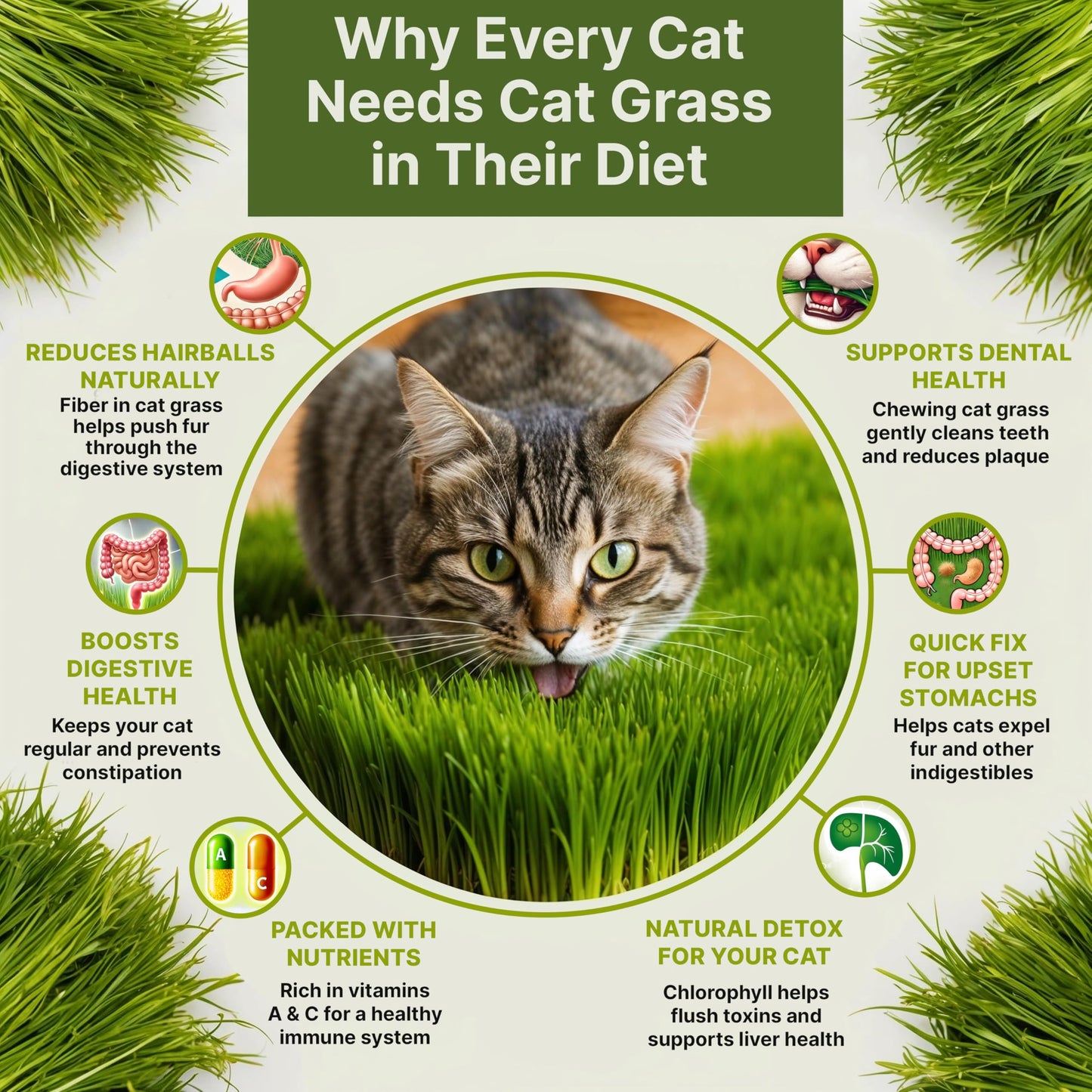 Organo Republic Cat Grass Seeds Mix - 20,800 Non-GMO Heirloom Seeds for Cats & Pets, 16 oz Pack for Indoor Planting and Natural Hairball Remedy - OVAD