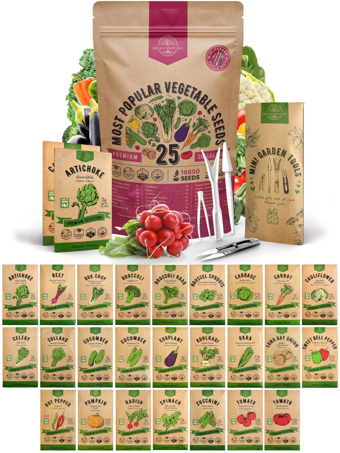 55 Vegetable Seeds Variety Pack - 35,600+ Non-GMO Heirloom Seeds for Home Gardening with Individual Packets for Indoor and Outdoor Hydroponics - OVAD