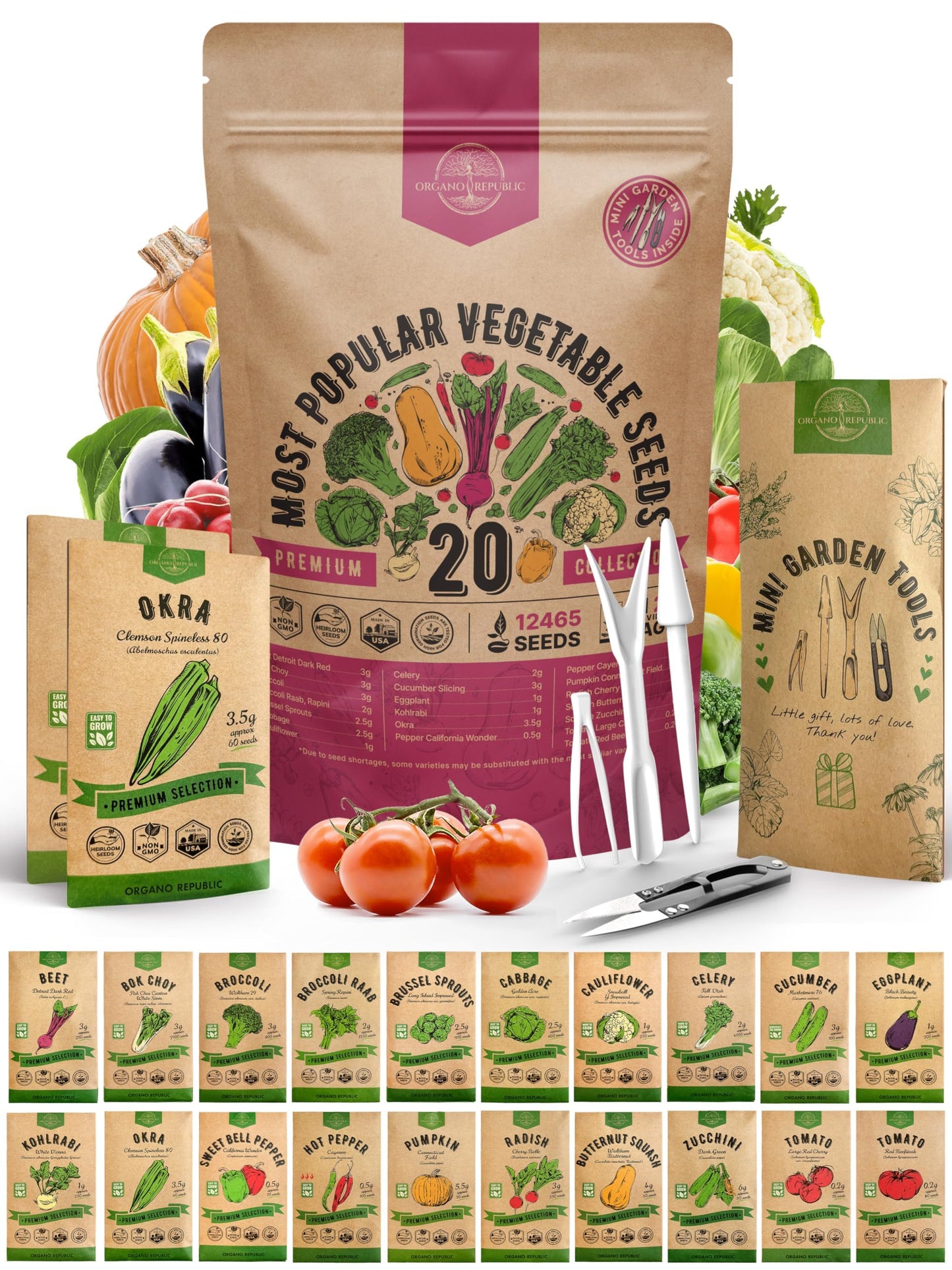 55 Vegetable Seeds Variety Pack - 35,600+ Non-GMO Heirloom Seeds for Home Gardening with Individual Packets for Indoor and Outdoor Hydroponics - OVAD