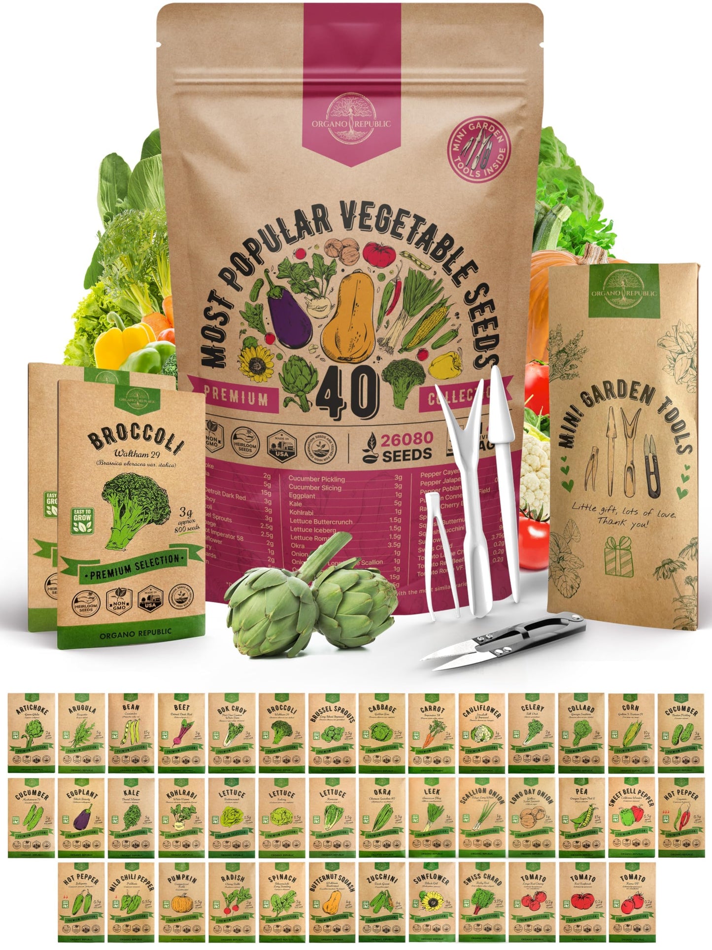 55 Vegetable Seeds Variety Pack - 35,600+ Non-GMO Heirloom Seeds for Home Gardening with Individual Packets for Indoor and Outdoor Hydroponics - OVAD