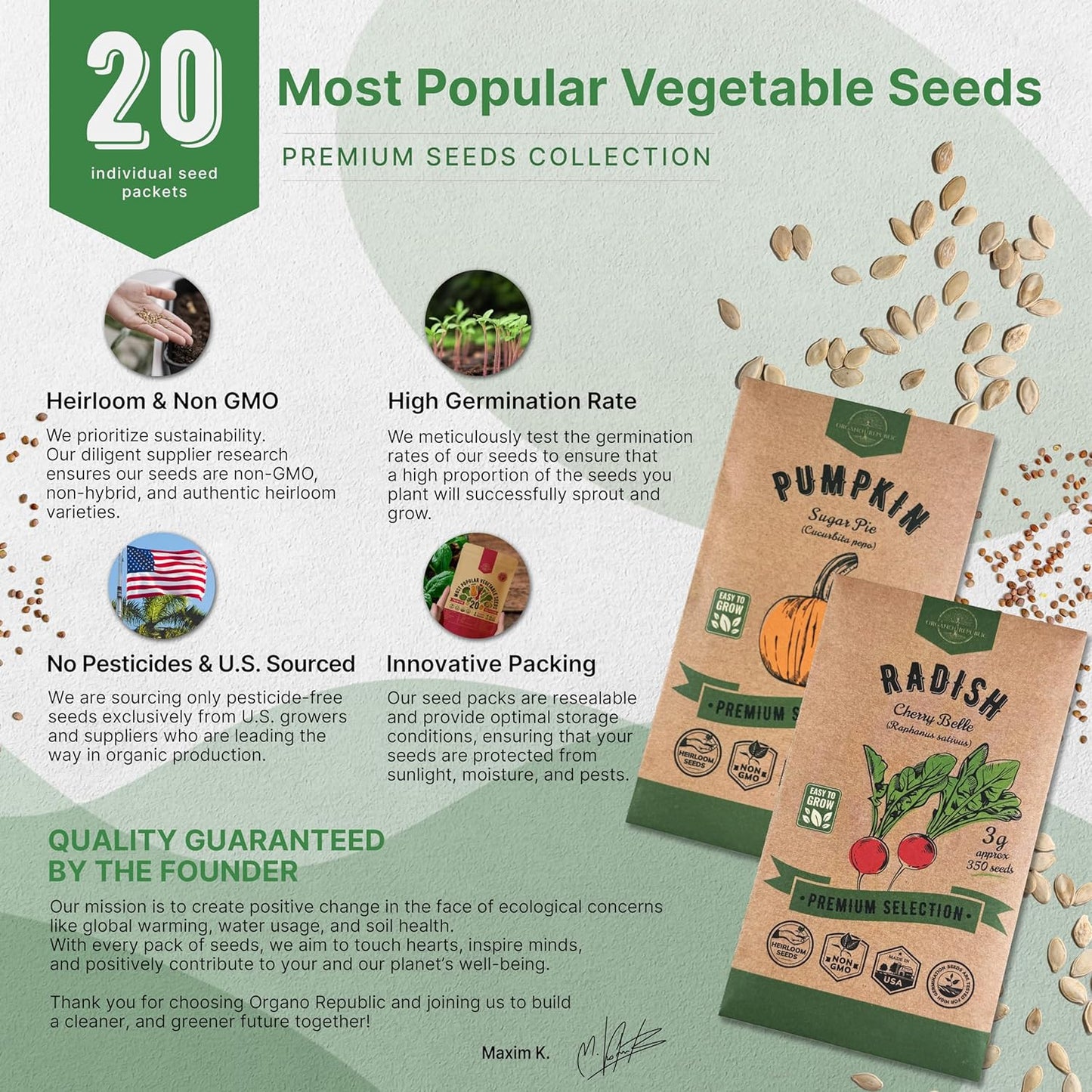 Organo Republic 8 Onion Seeds Variety Pack Heirloom Non-GMO 2200+ Seeds for Indoor and Outdoor Gardening with Walla Walla Green Onion Red Burgundy White and Yellow Sweet Spanish Onions - OVAD