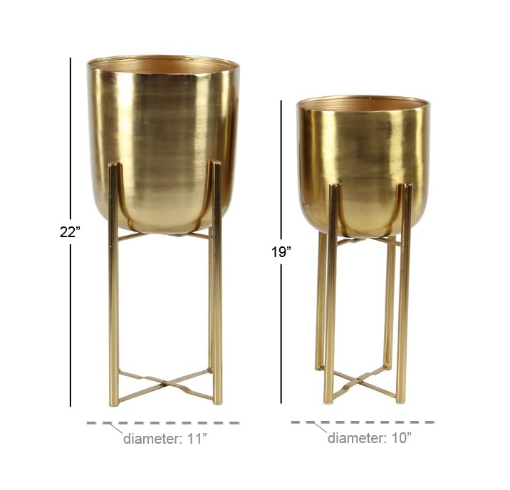 Stunning Gold Metal Planter Set for Glamorous Home Decor