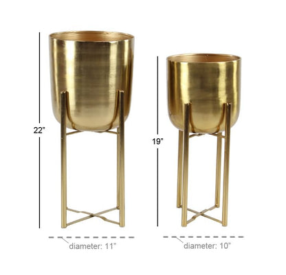 Stunning Gold Metal Planter Set for Glamorous Home Decor