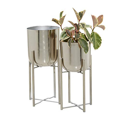 Stunning Gold Metal Planter Set for Glamorous Home Decor