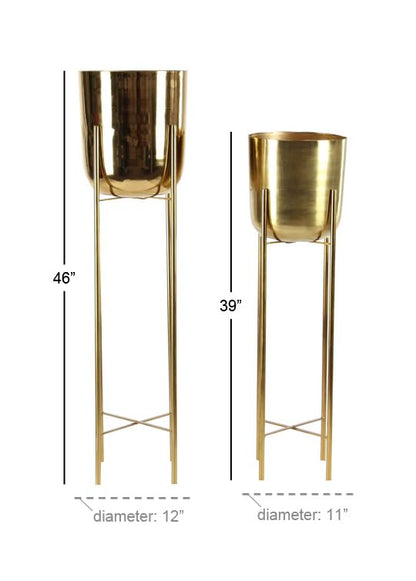 Stunning Gold Metal Planter Set for Glamorous Home Decor