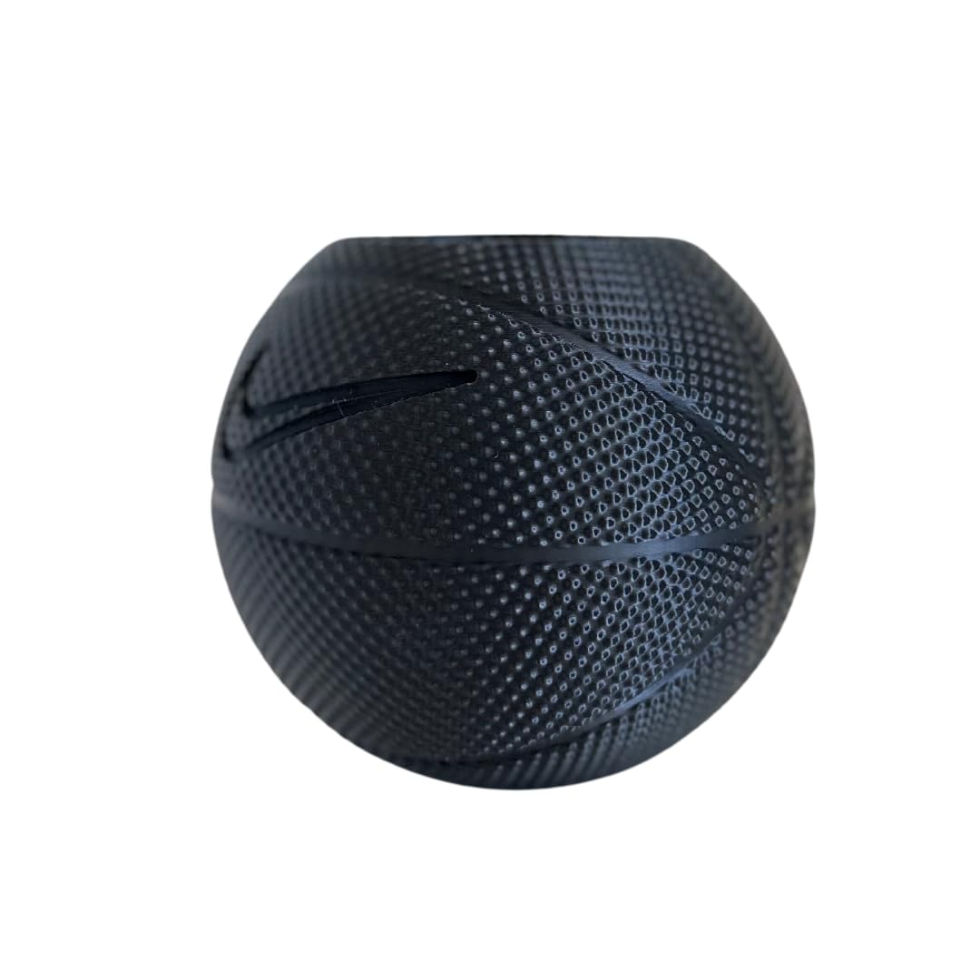 Basketball Planter Pot 3D Printed - Unique Black Indoor Plant Pot with Drainage Hole - Handmade in USA