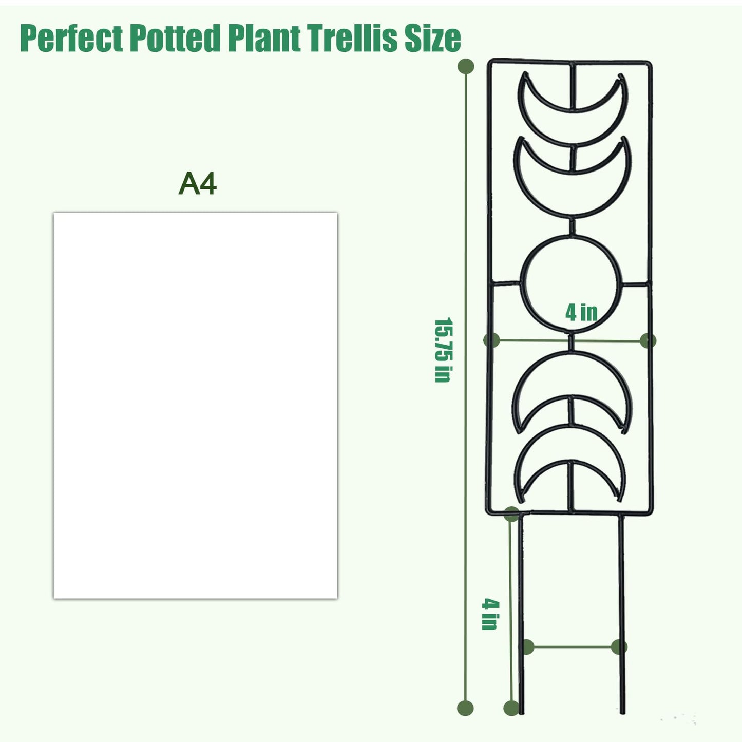 Indoor Plant Trellis for Climbing Plants, 16inch Small Garden Metal Trellis for Potted Plants Outdoor - 4 Pack - OVAD