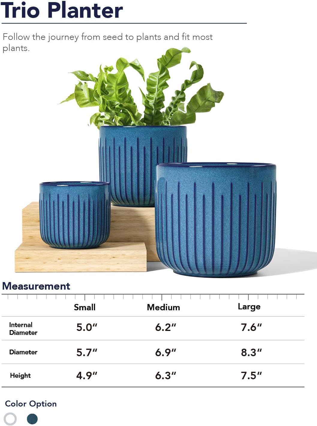 LE TAUCI Ceramic Planters for Indoor Plants Set of 3 with Drainage Holes in Dark Olive, Stylish Cylinder Flower Pots for Home Décor