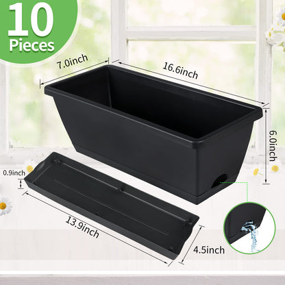 Vibrant 7 Pack Plastic Window Box Planter 17 Inches for All Your Gardening Needs