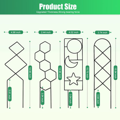 Indoor Plant Trellis for Climbing Plants, 16inch Small Garden Metal Trellis for Potted Plants Outdoor - 4 Pack - OVAD