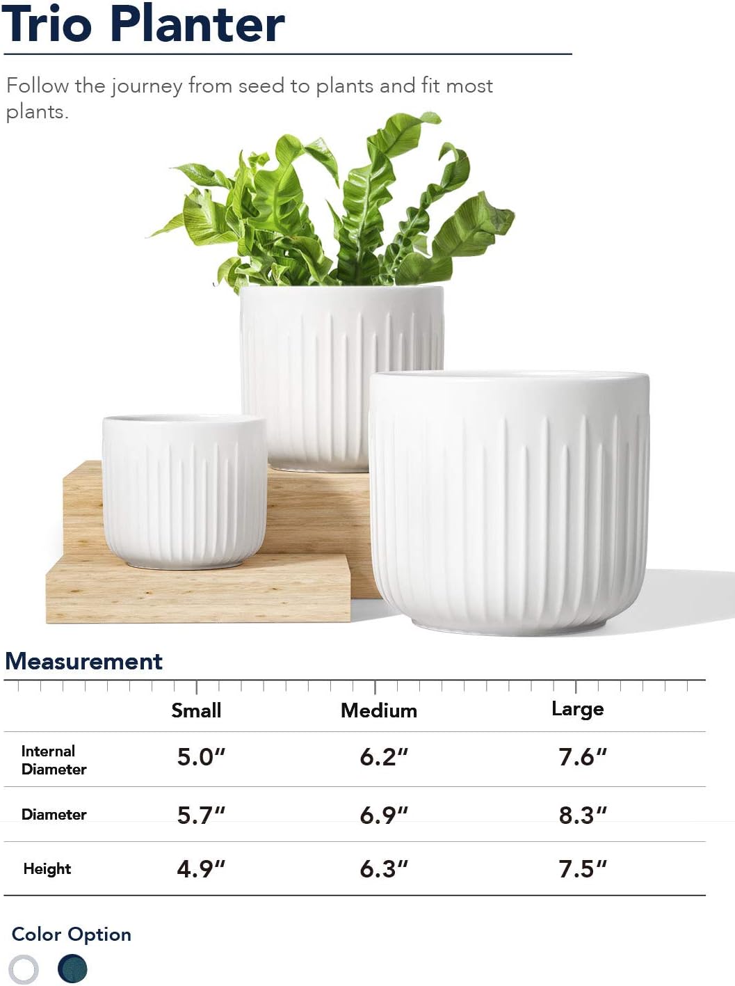 LE TAUCI 8.3+6.9+5.7 Inch Flower Pots with Drainage Holes and Mesh Pads 50 Pack for Vibrant Indoor and Outdoor Planting Solutions