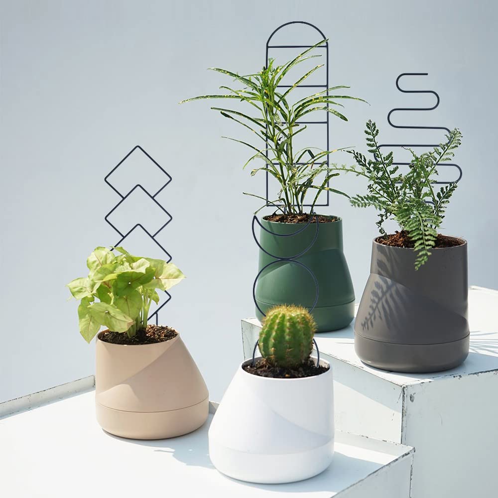 Indoor Plant Trellis for Climbing Plants, 16inch Small Garden Metal Trellis for Potted Plants Outdoor - 4 Pack - OVAD