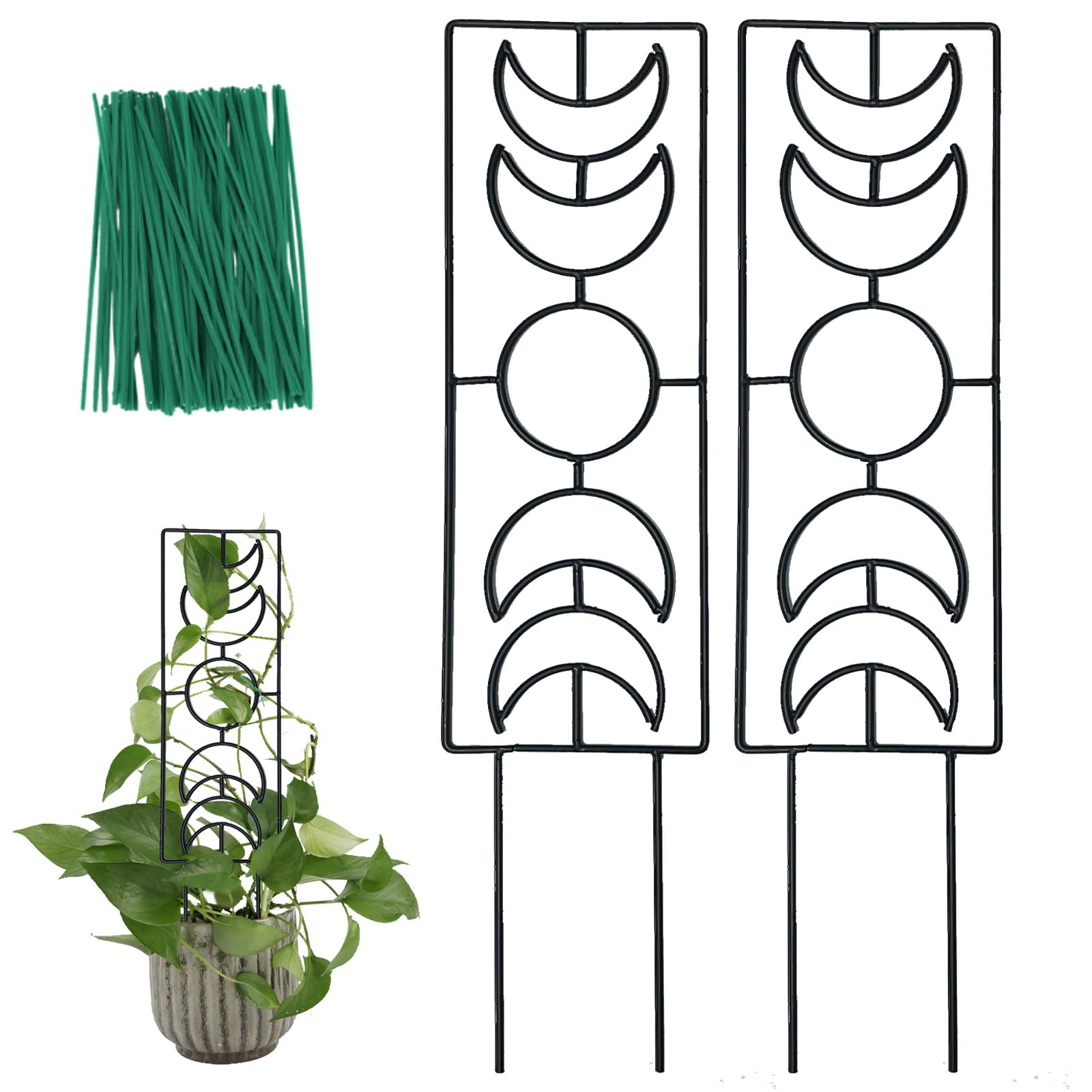 Indoor Plant Trellis for Climbing Plants, 16inch Small Garden Metal Trellis for Potted Plants Outdoor - 4 Pack - OVAD