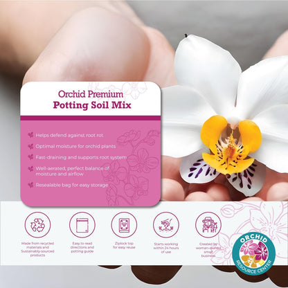 Orchid Soil Mix - Premium Potting Blend - Fast Draining Non-Toxic Nutrient-Rich Sustainable - Perfect for Indoor Orchid Repotting USA-Made 1 Bag