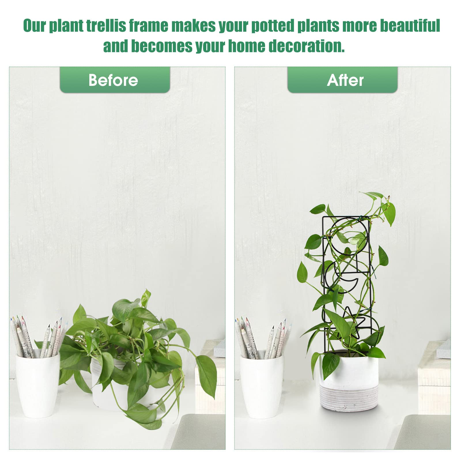 Indoor Plant Trellis for Climbing Plants, 16inch Small Garden Metal Trellis for Potted Plants Outdoor - 4 Pack - OVAD