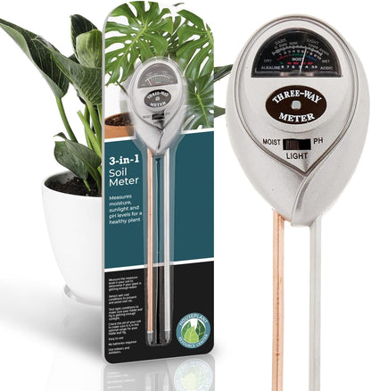 3-in-1 Soil Meter Optimize Plant Health with Moisture, Light & pH Testing for Thriving Gardens and Lush Indoor Plants