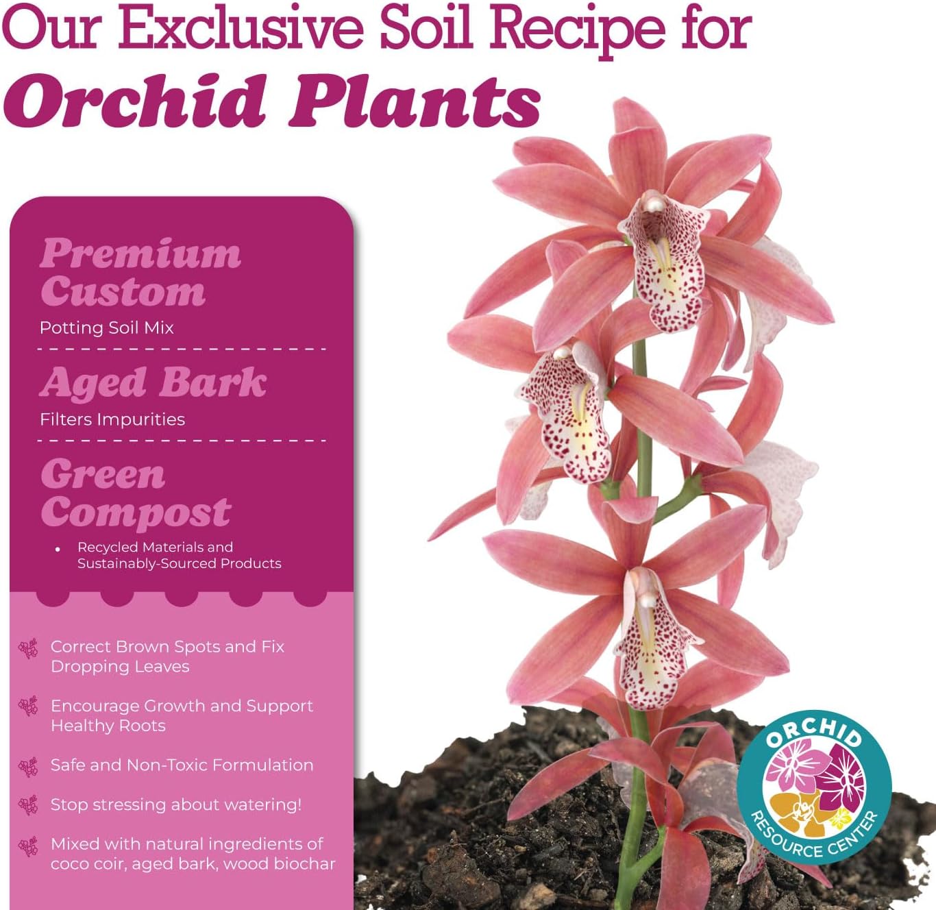 Orchid Soil Mix - Premium Potting Blend - Fast Draining Non-Toxic Nutrient-Rich Sustainable - Perfect for Indoor Orchid Repotting USA-Made 1 Bag