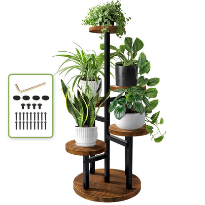 3-Tier Metal & Wood Plant Stand