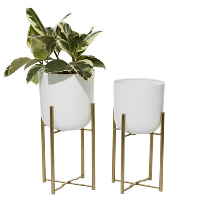 Stunning Gold Metal Planter Set for Glamorous Home Decor