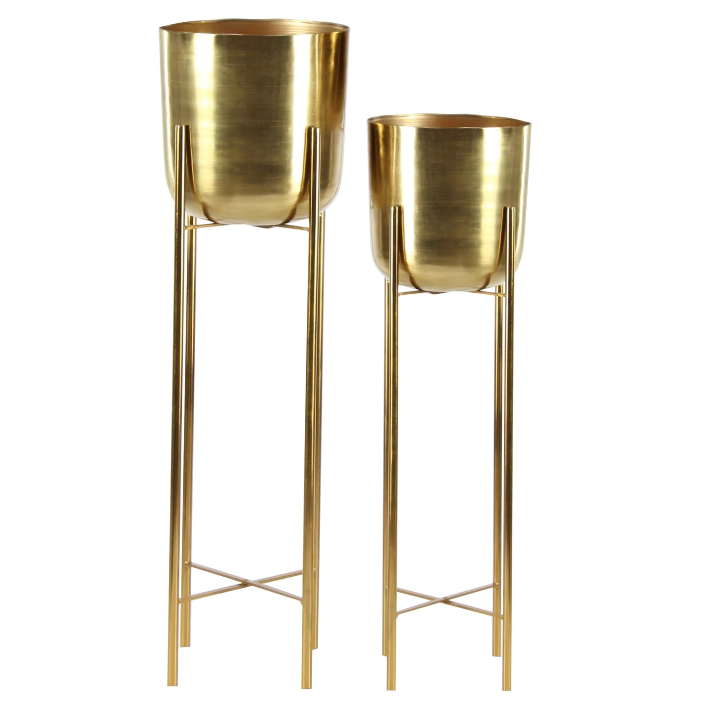 Stunning Gold Metal Planter Set for Glamorous Home Decor