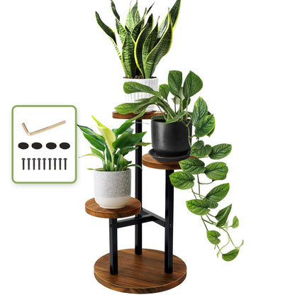 3-Tier Metal & Wood Plant Stand