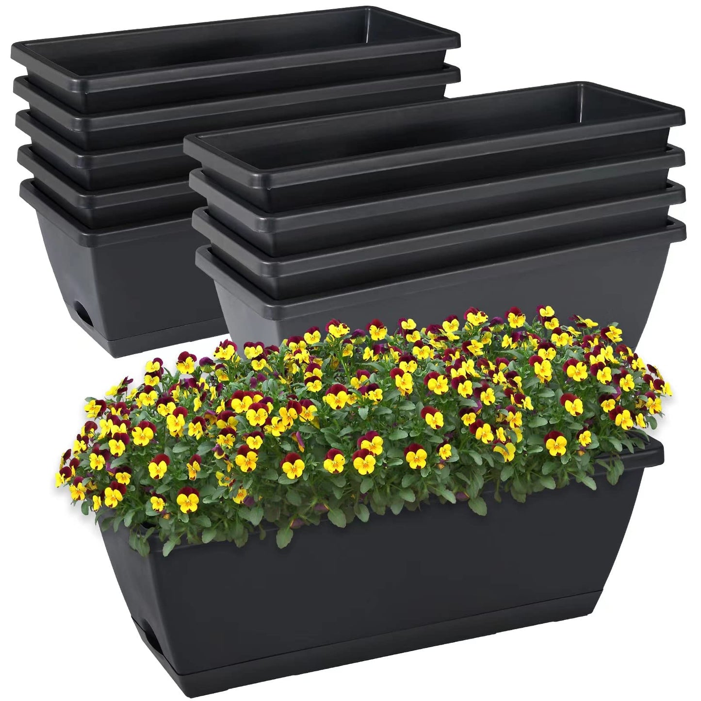 Vibrant 7 Pack Plastic Window Box Planter 17 Inches for All Your Gardening Needs